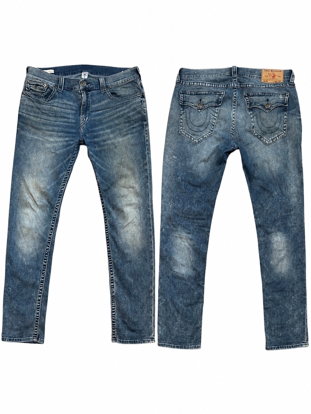 True Religion Rocco Relaxed Skinny Jeans Men’s 36x32 Medium Wash Flap Pocket GUC